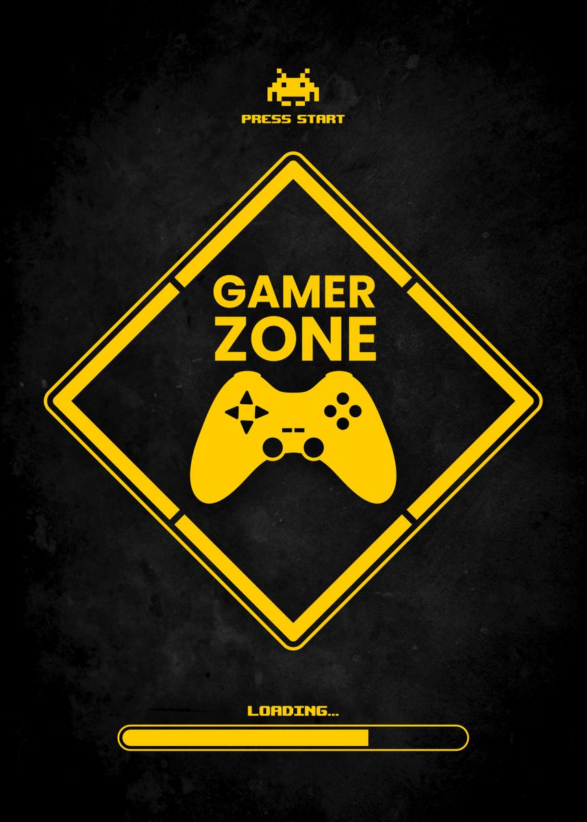 Gamer Zone Yellow Black Poster Picture Metal Print Paint By Yunur