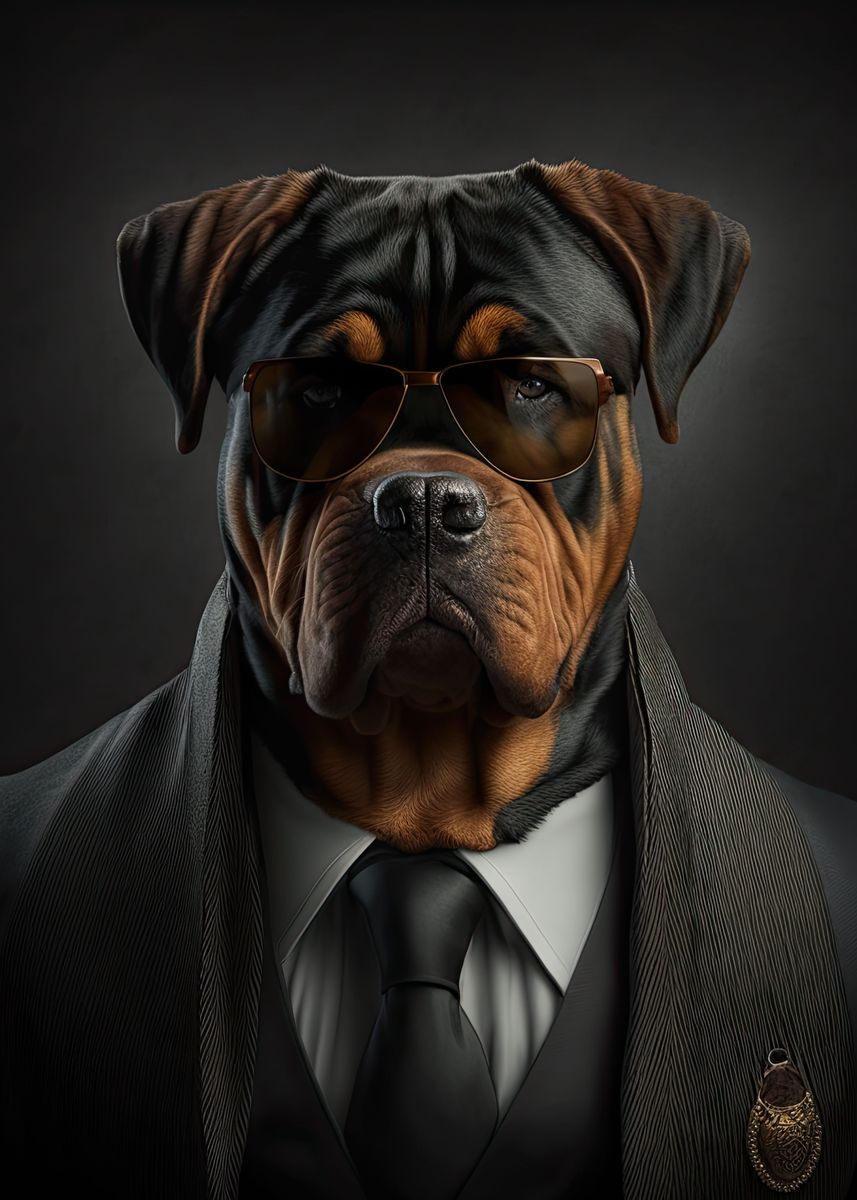 'Rottweiler Mafia Boss' Poster, picture, metal print, paint by ...