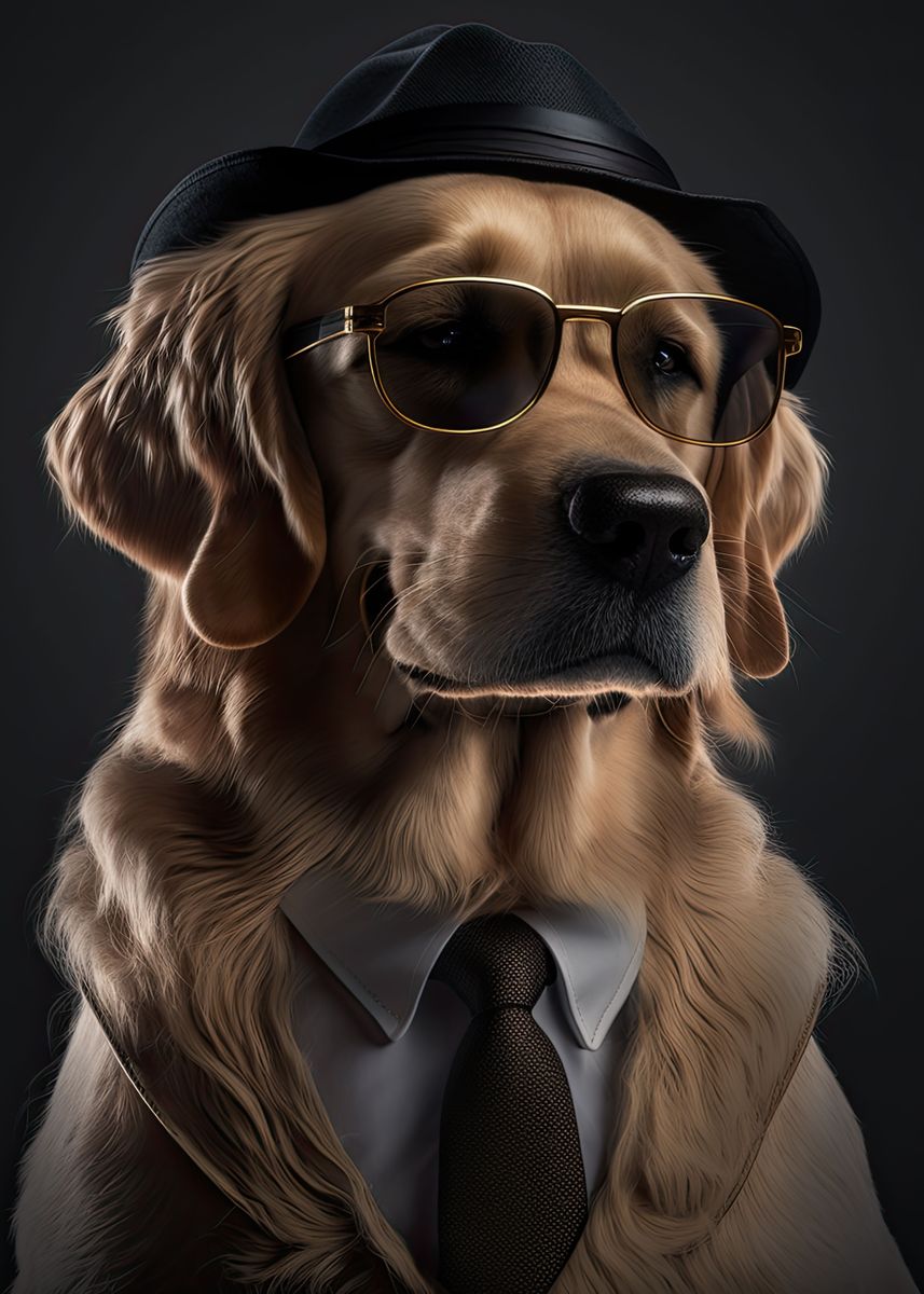 DOGS GOLDEN RETRIEVER GANGSTER STYLE Poster for Sale by KAZUDESIGNART