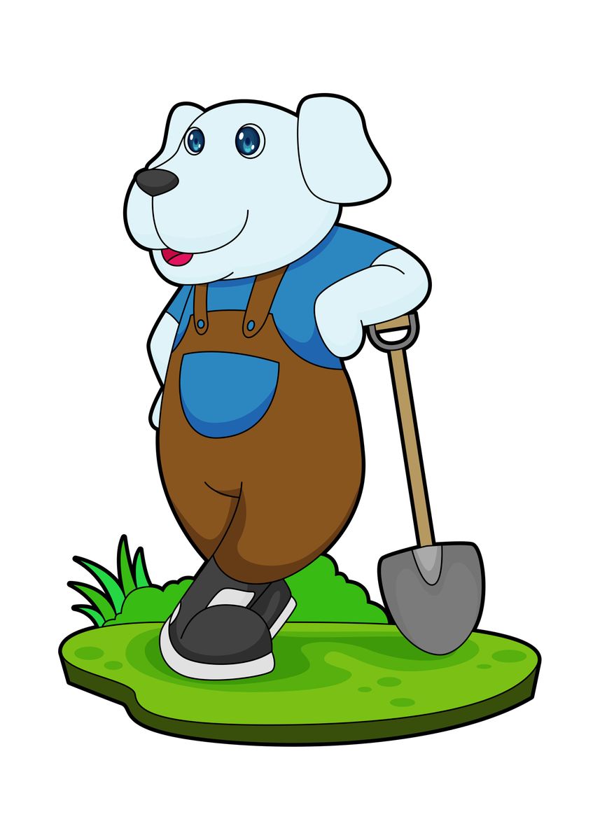 'Dog Shovel' Poster, picture, metal print, paint by Markus Schnabel