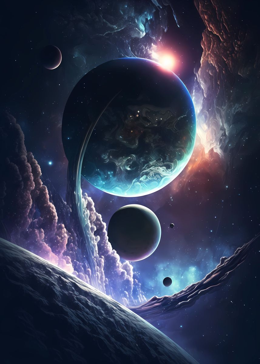 'Deep Space Planets' Poster, picture, metal print, paint by Epsilite ...