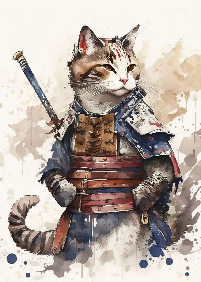 'Samurai Cat ' Poster By EPL Retro | Displate