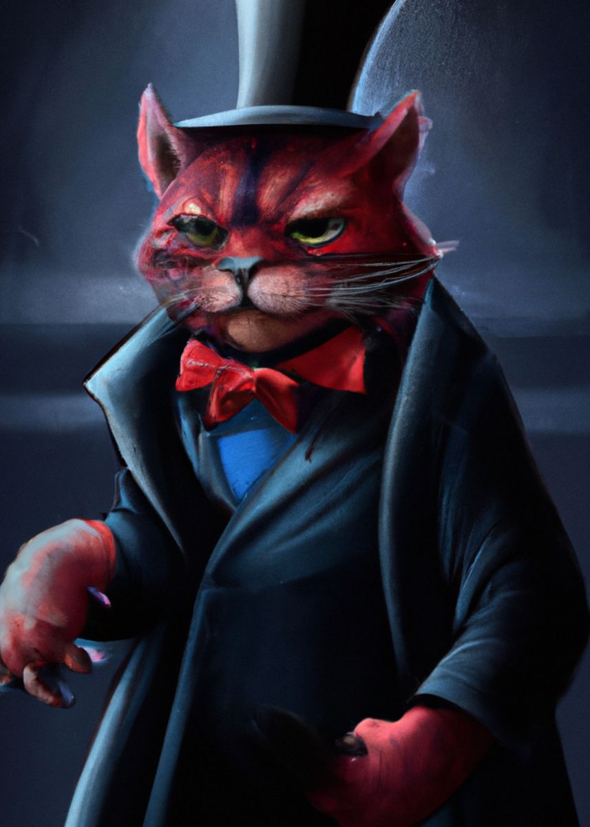 'Mafia Cat' Poster, picture, metal print, paint by PosterSuite | Displate