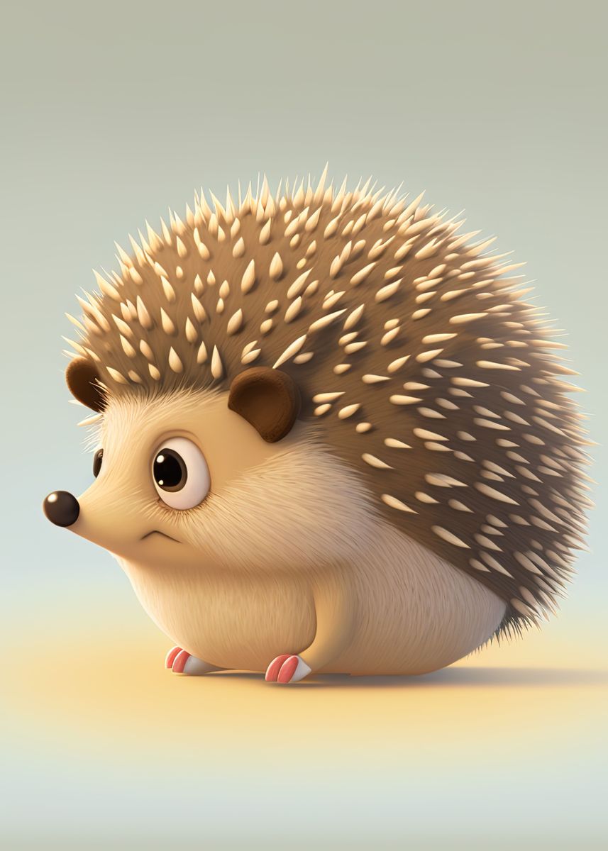 'Hedgehog Cute Animal ' Poster, picture, metal print, paint by ...