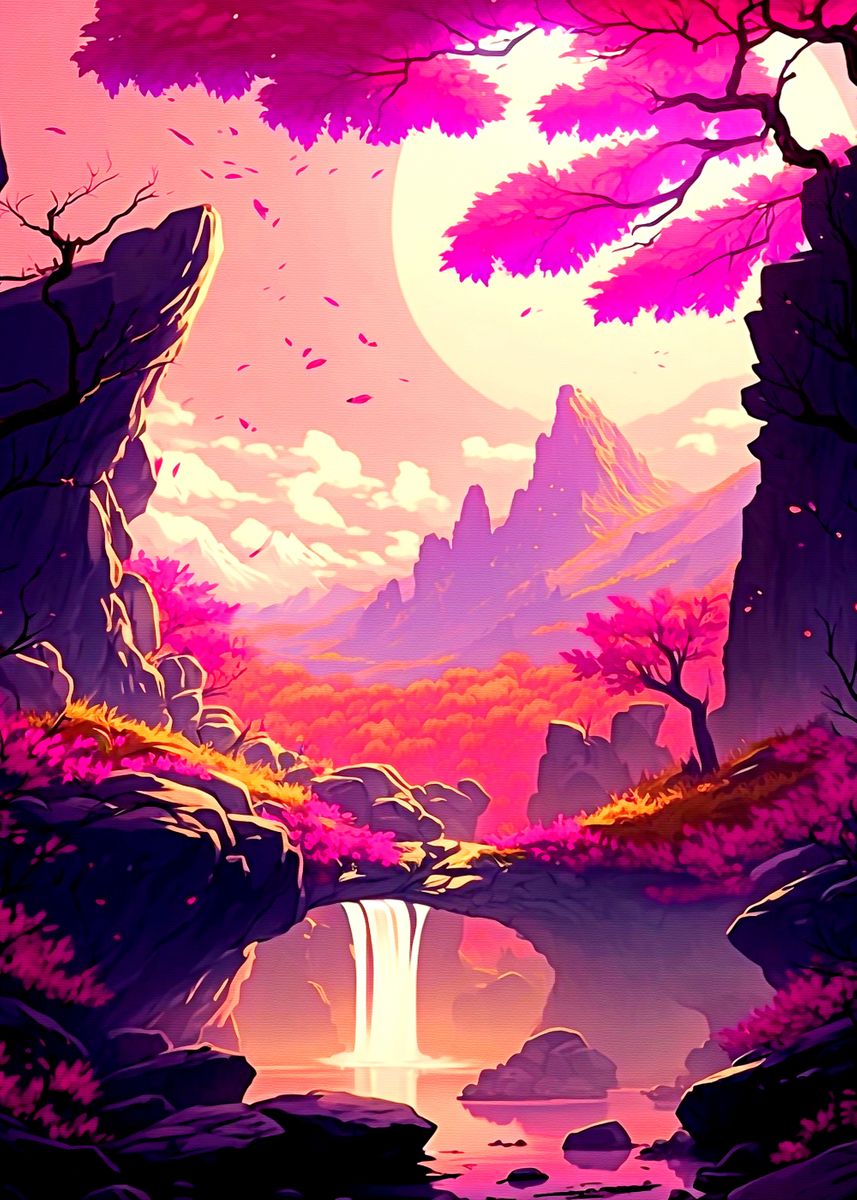 'Anime Landscape' Poster by Pascale Dufour | Displate