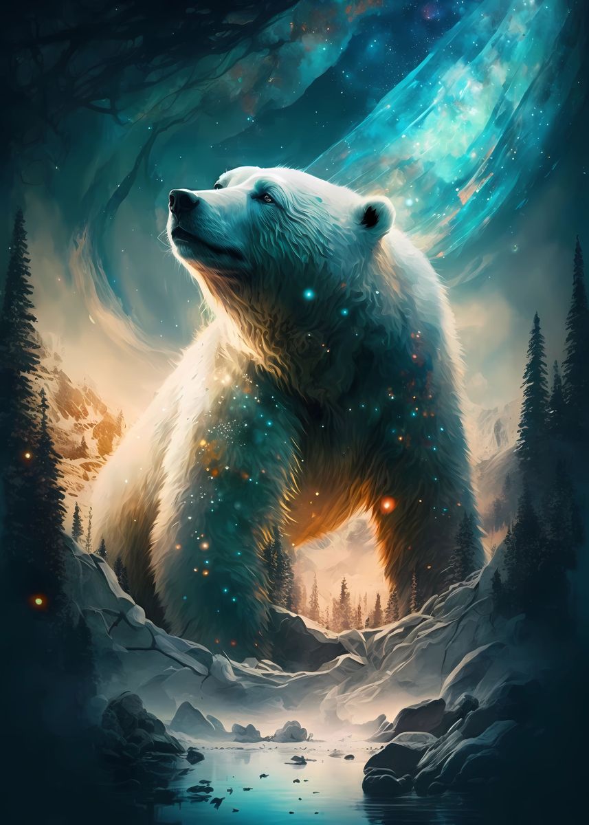 Polar Bear Fantasyland\' Poster, metal | Frances print, by picture, paint Creative Displate