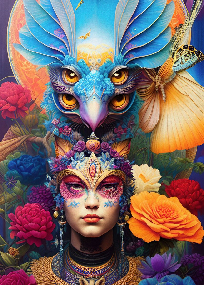 &lsquo;flying goddess&rsquo; Poster, picture, metal print, paint by Carlos Aguirre