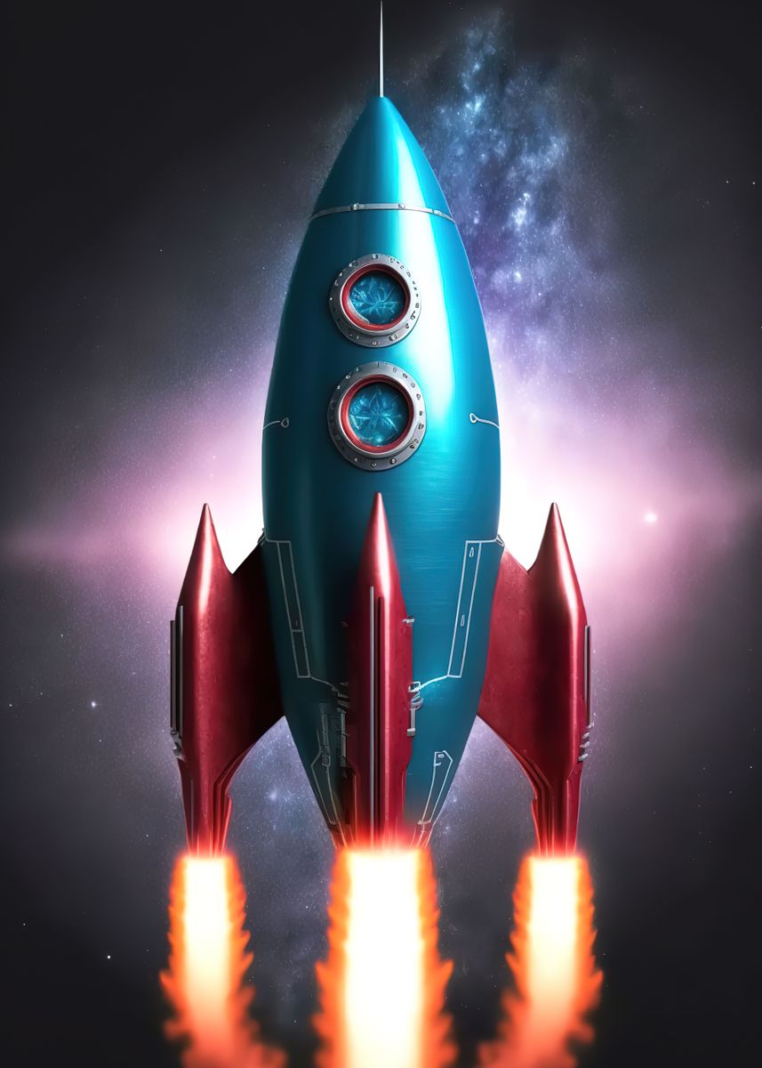 'Space Launch Rocket Clouds' Poster by Anime | Displate