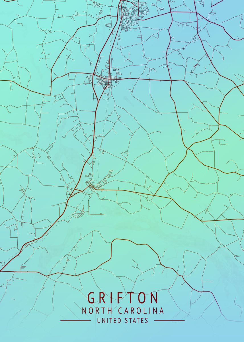 'Grifton USA City Map' Poster, picture, metal print, paint by Gigi Bgm
