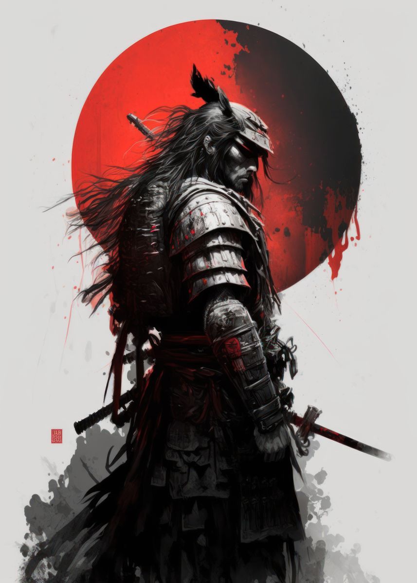 'Samurai in the Dark' Poster, picture, metal print, paint by Usama ...