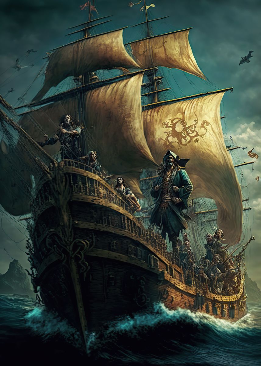 'Pirate ship' Poster, picture, metal print, paint by Atlas Mcguire ...