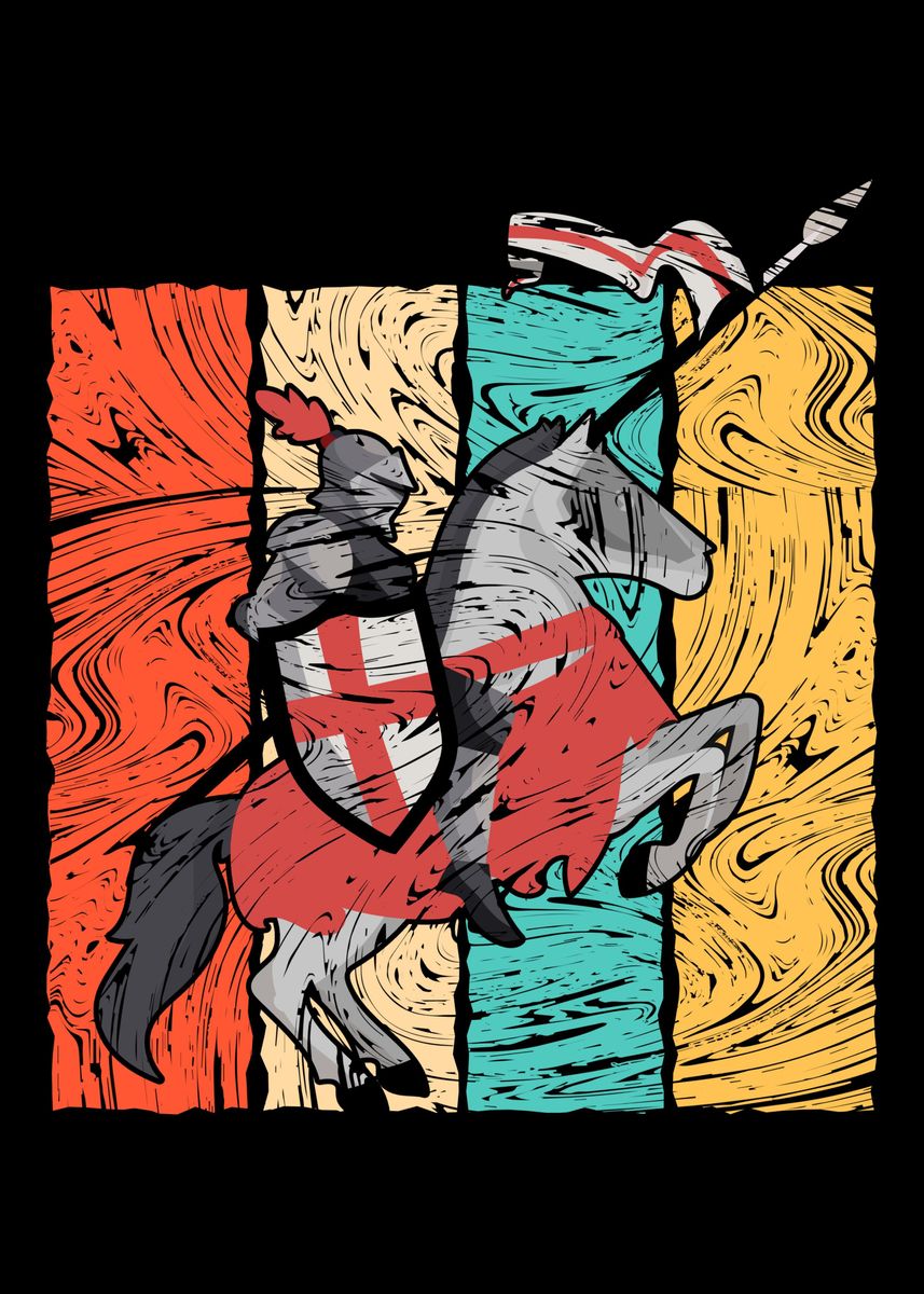 'Medieval Knight Retro' Poster, picture, metal print, paint by ...