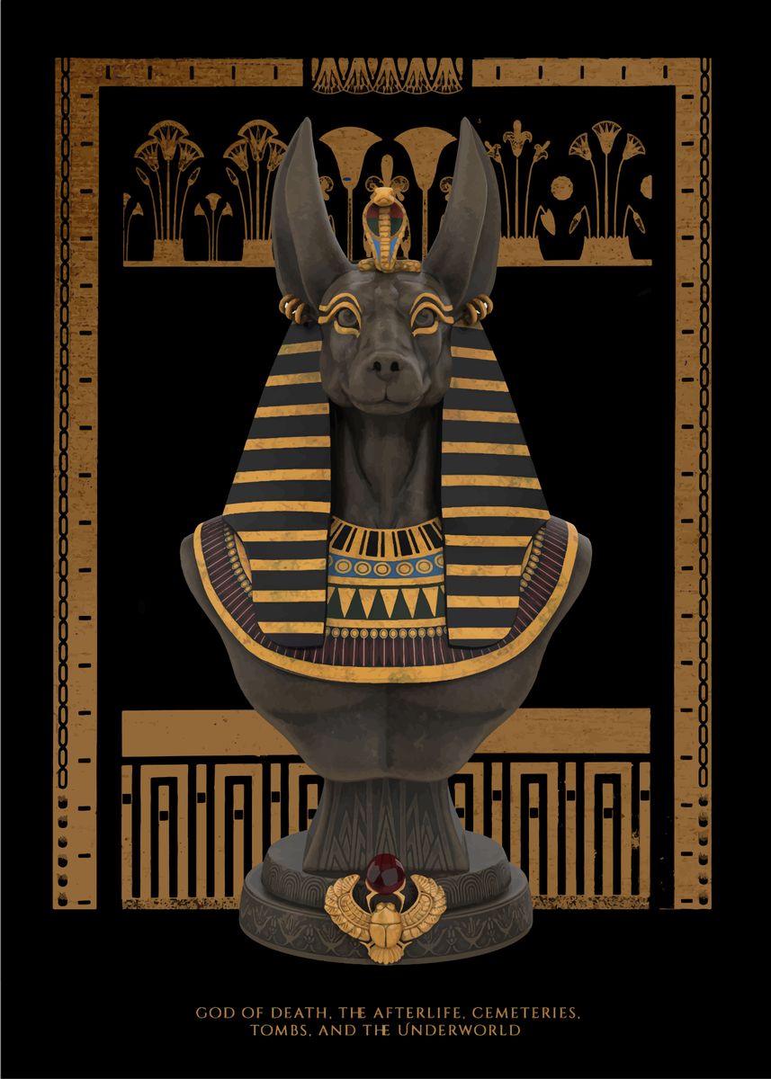 'Egypt Anubis Pharaoh' Poster, picture, metal print, paint by ...