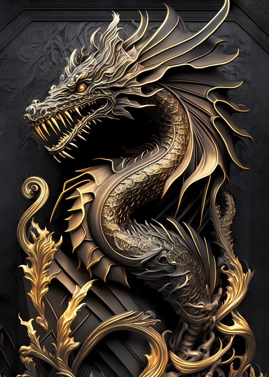 'Dragon God Art Deco' Poster by Luong Phat | Displate