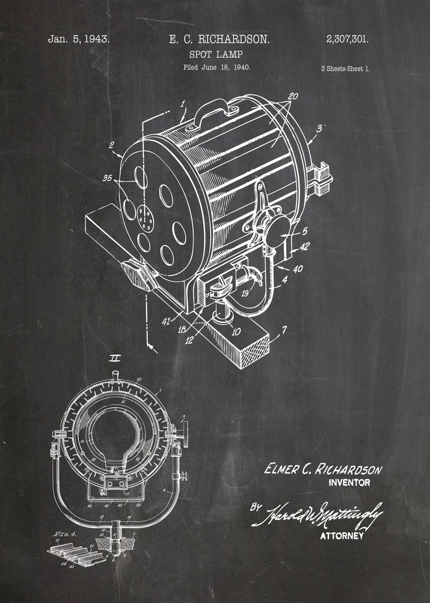 'Spot lamp patent' Poster by Designersen | Displate