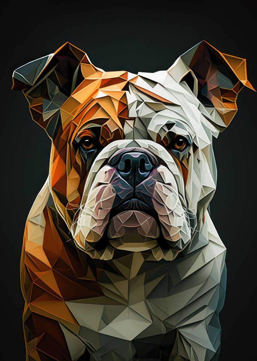 'Geometric Bulldog Dog' Poster, picture, metal print, paint by Usama ...