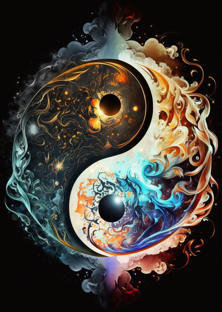 'Elemental Yin Yang' Poster, picture, metal print, paint by Cybronauts ...