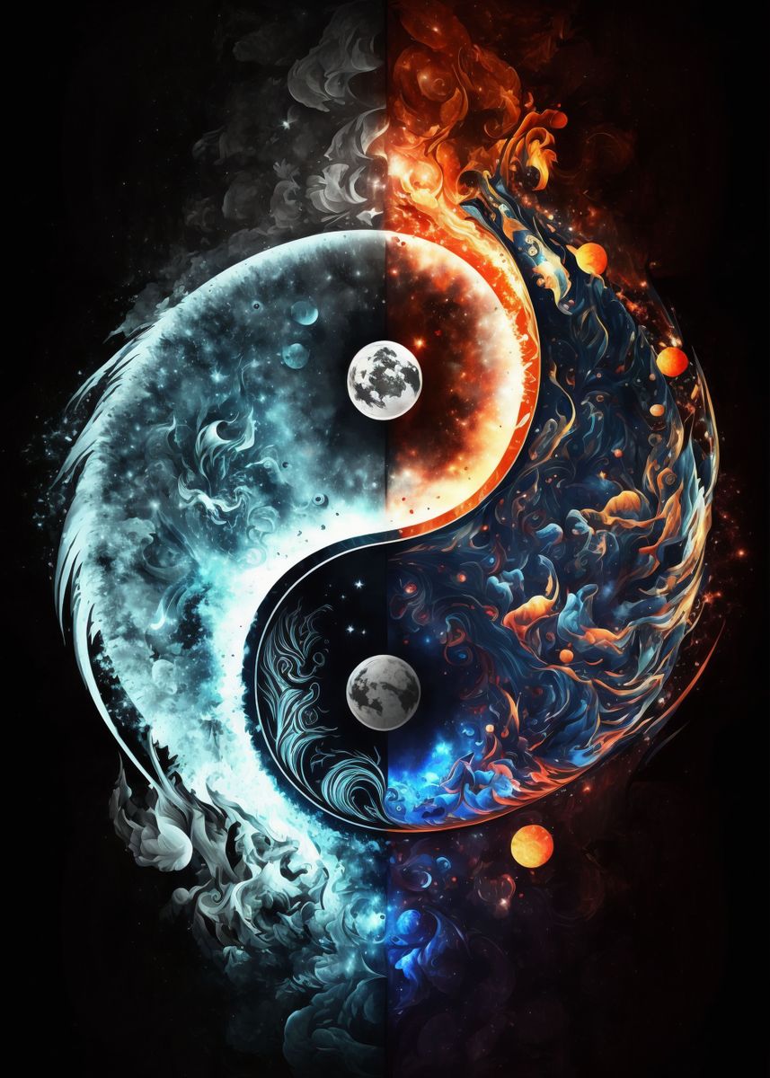 'Flame and Water Yin Yang' Poster, picture, metal print, paint by ...