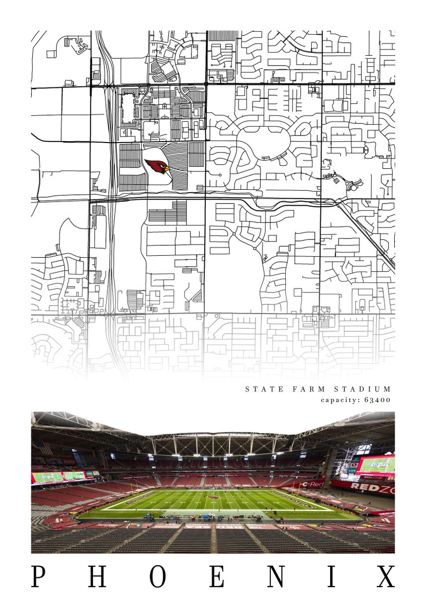 Arizona Cardinals Football Poster, Arizona Cardinals Gift, Arizona  Cardinals Map Art