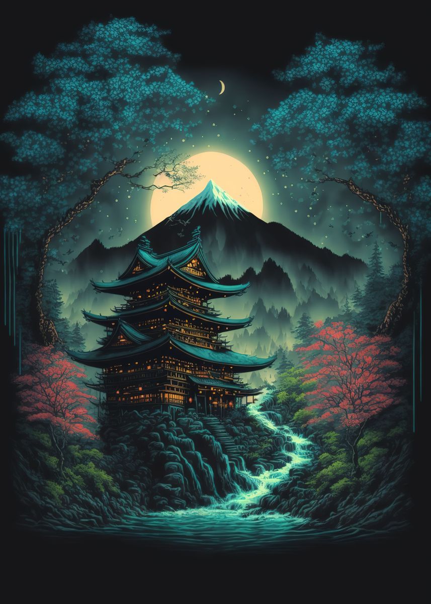 'Fantasy Japan House' Poster by Anime | Displate