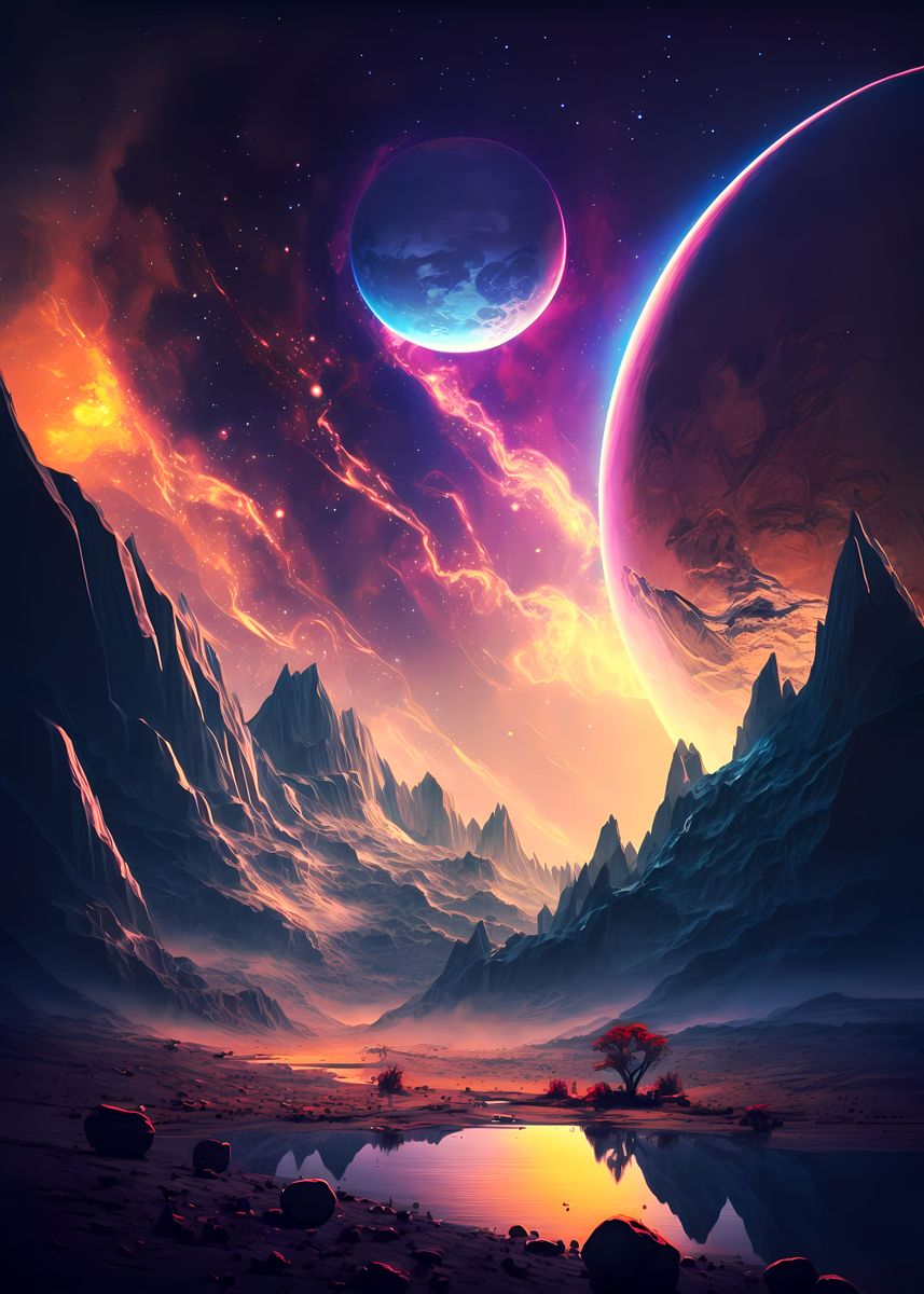 'Space Fantasy Landscape' Poster, picture, metal print, paint by Luong ...