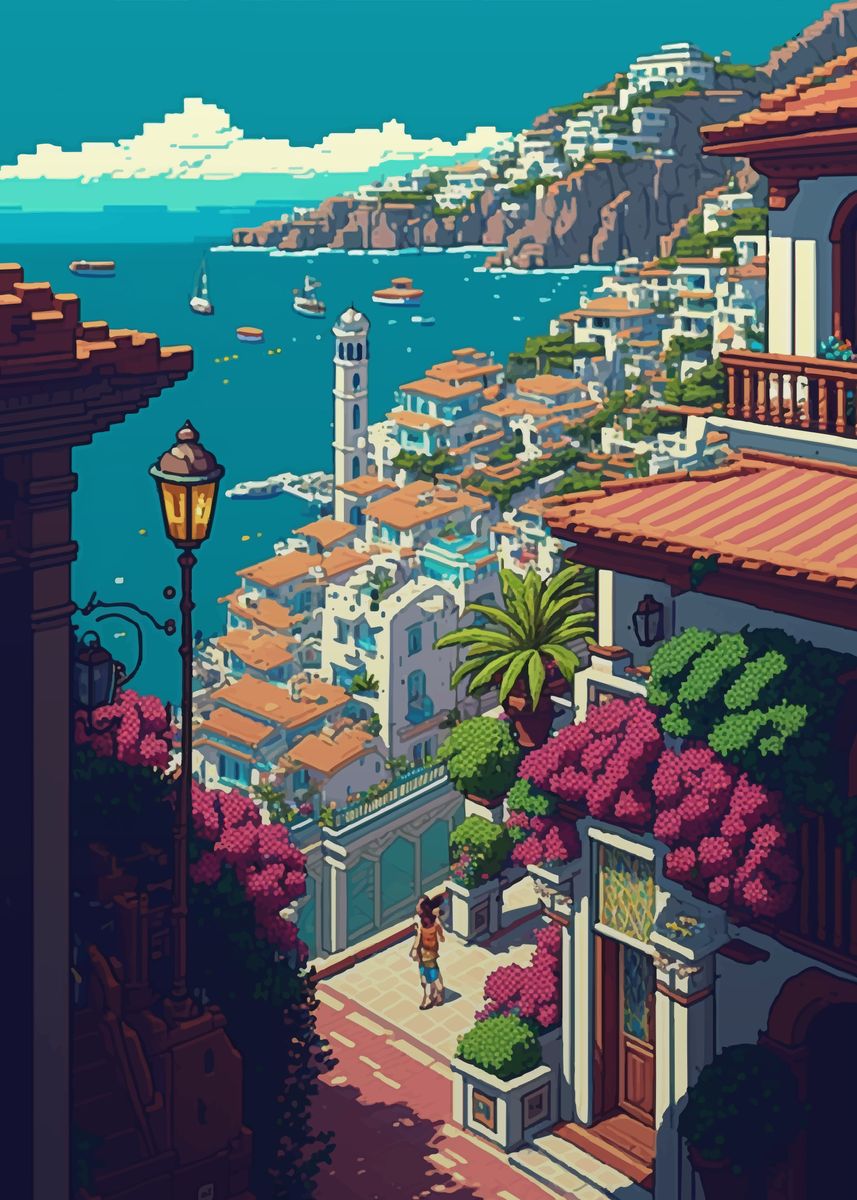 'Fira Pixel art' Poster, picture, metal print, paint by M Art | Displate