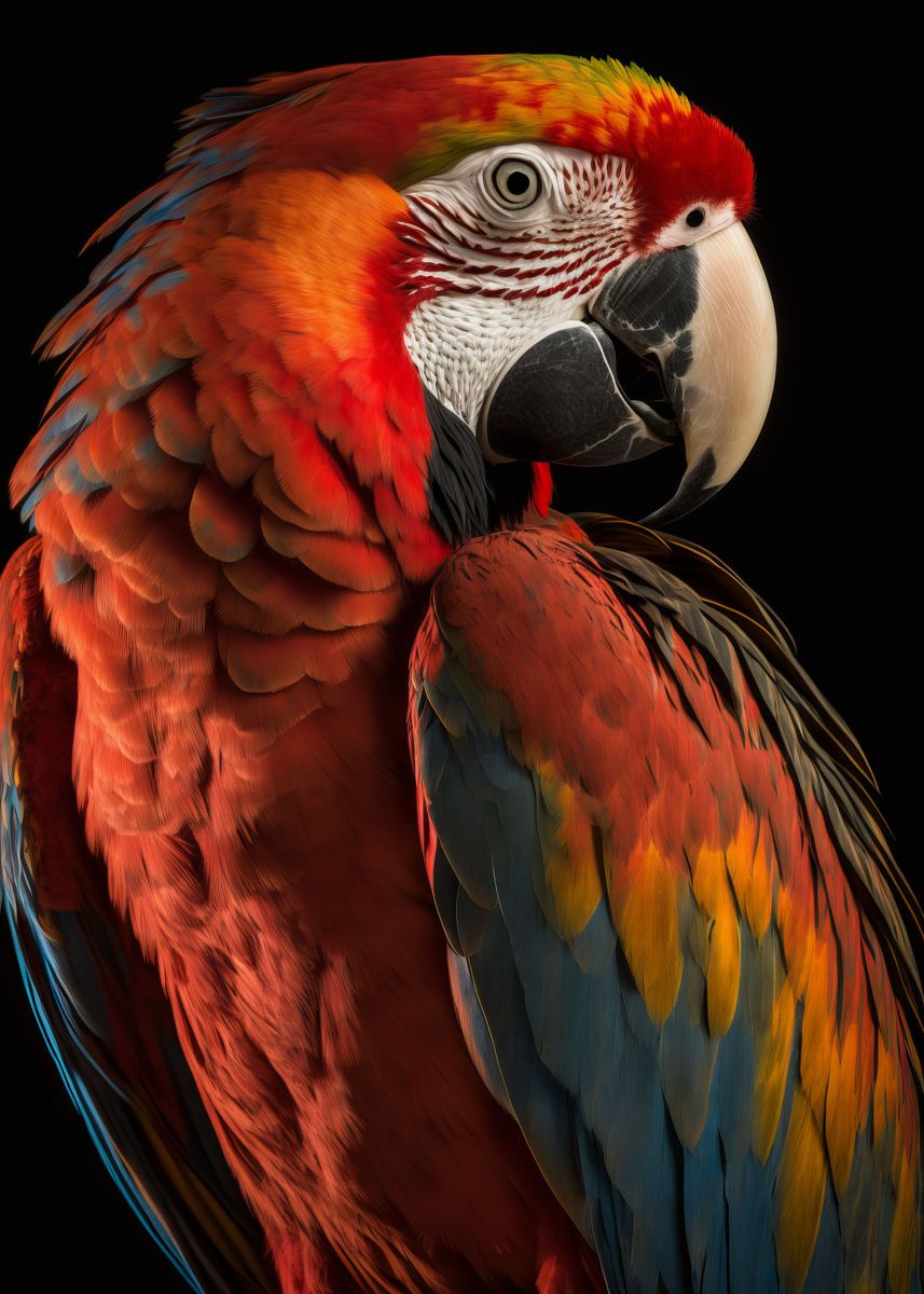 'Scarlet Macaw' Poster, picture, metal print, paint by BnWDesigner ...