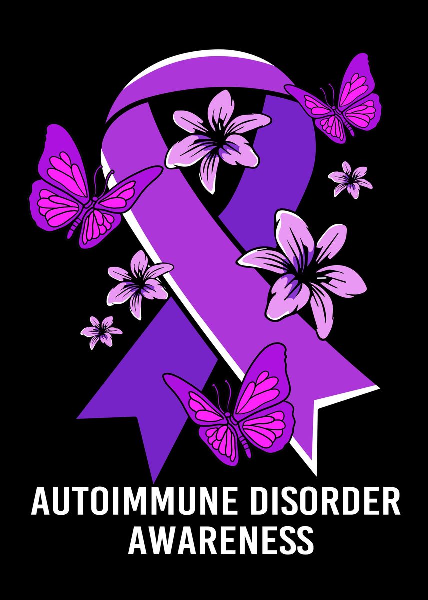 'Purple Butterfly Ribbon' Poster, picture, metal print, paint by