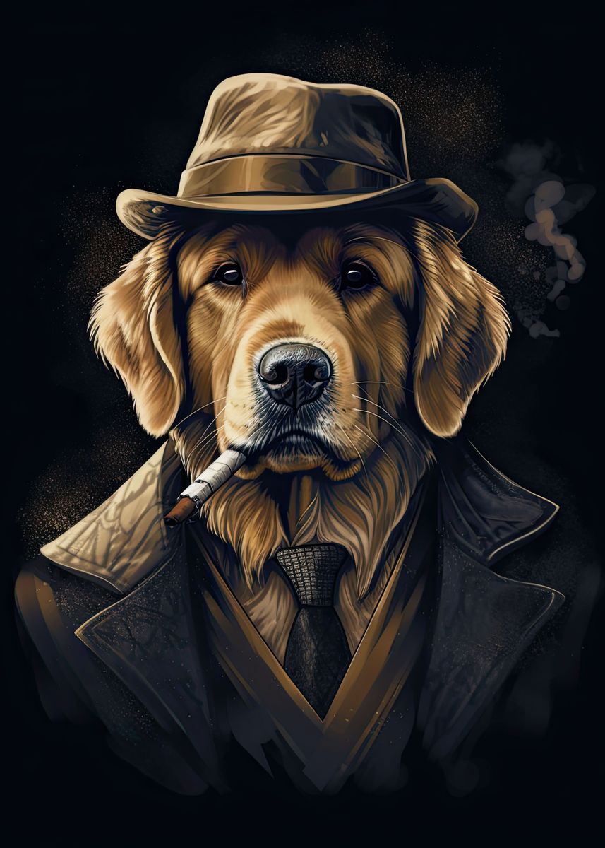 DOGS GOLDEN RETRIEVER GANGSTER STYLE Poster for Sale by KAZUDESIGNART