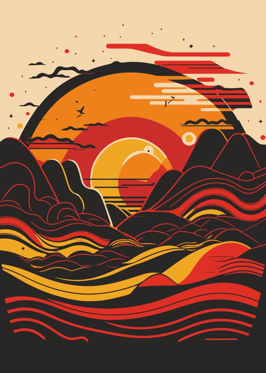 'Beautiful Sunset' Poster by Mootee Space | Displate