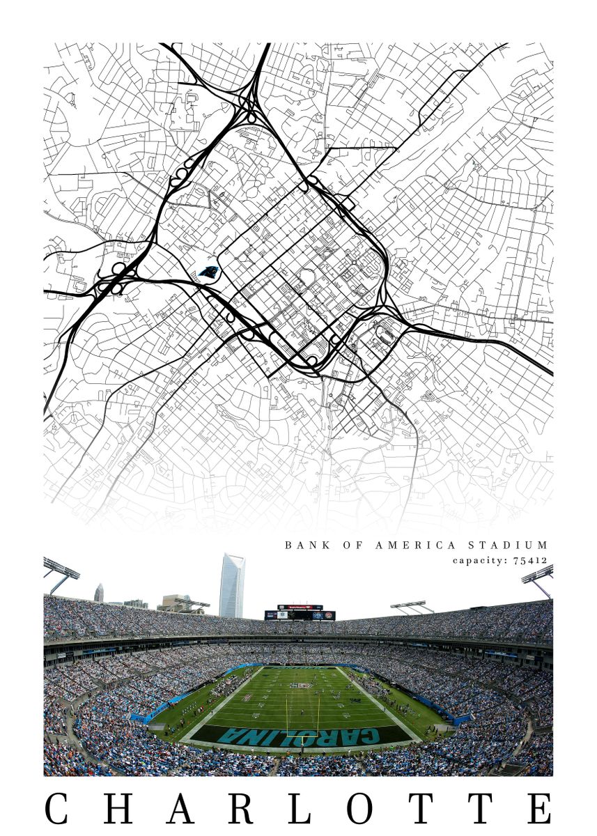 Carolina Panthers Football Poster, Carolina Panthers Gift, Panthers Map  Art, Panthers Man Cave