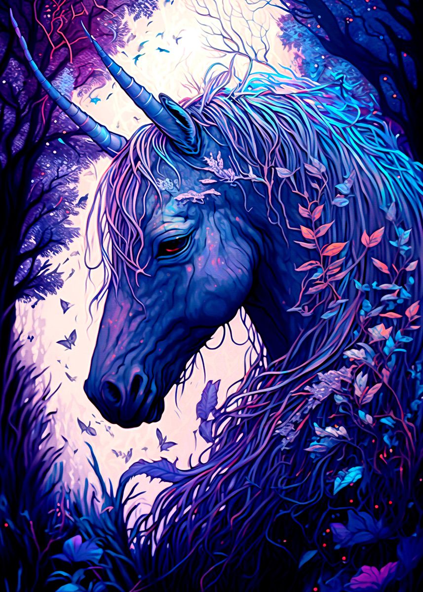 'Unicorn' Poster, picture, metal print, paint by Lee Jani | Displate