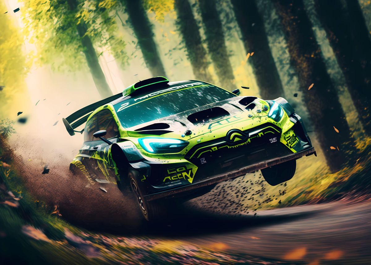 'Forest rally car race' Poster by Jiri Hodecek | Displate