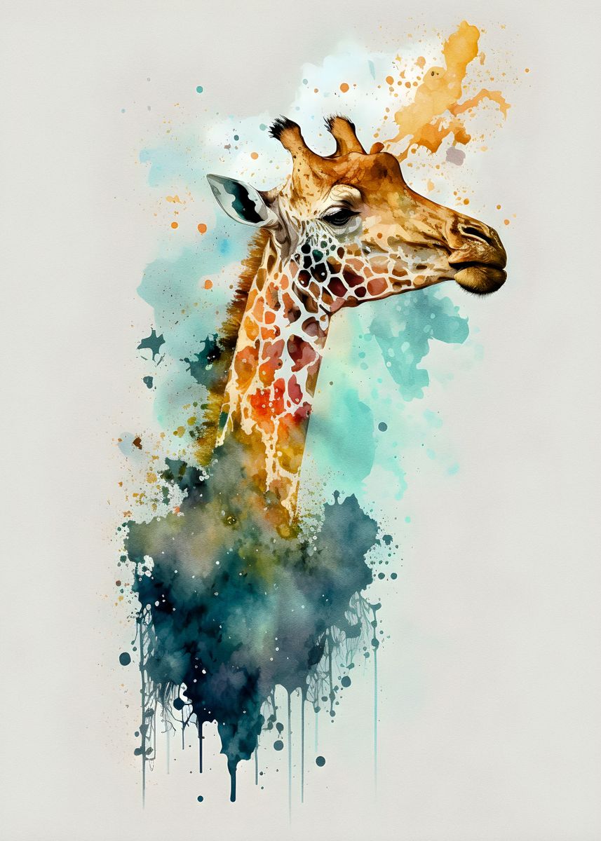 'GIRAFFE ' Poster, picture, metal print, paint by Elz art | Displate