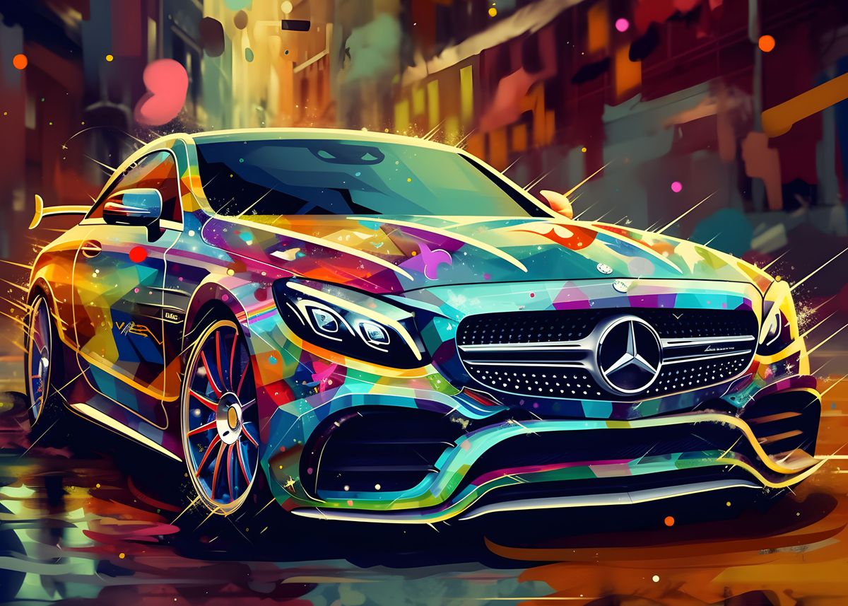 'Mercedes Benz Colorful' Poster by Alexandros | Displate