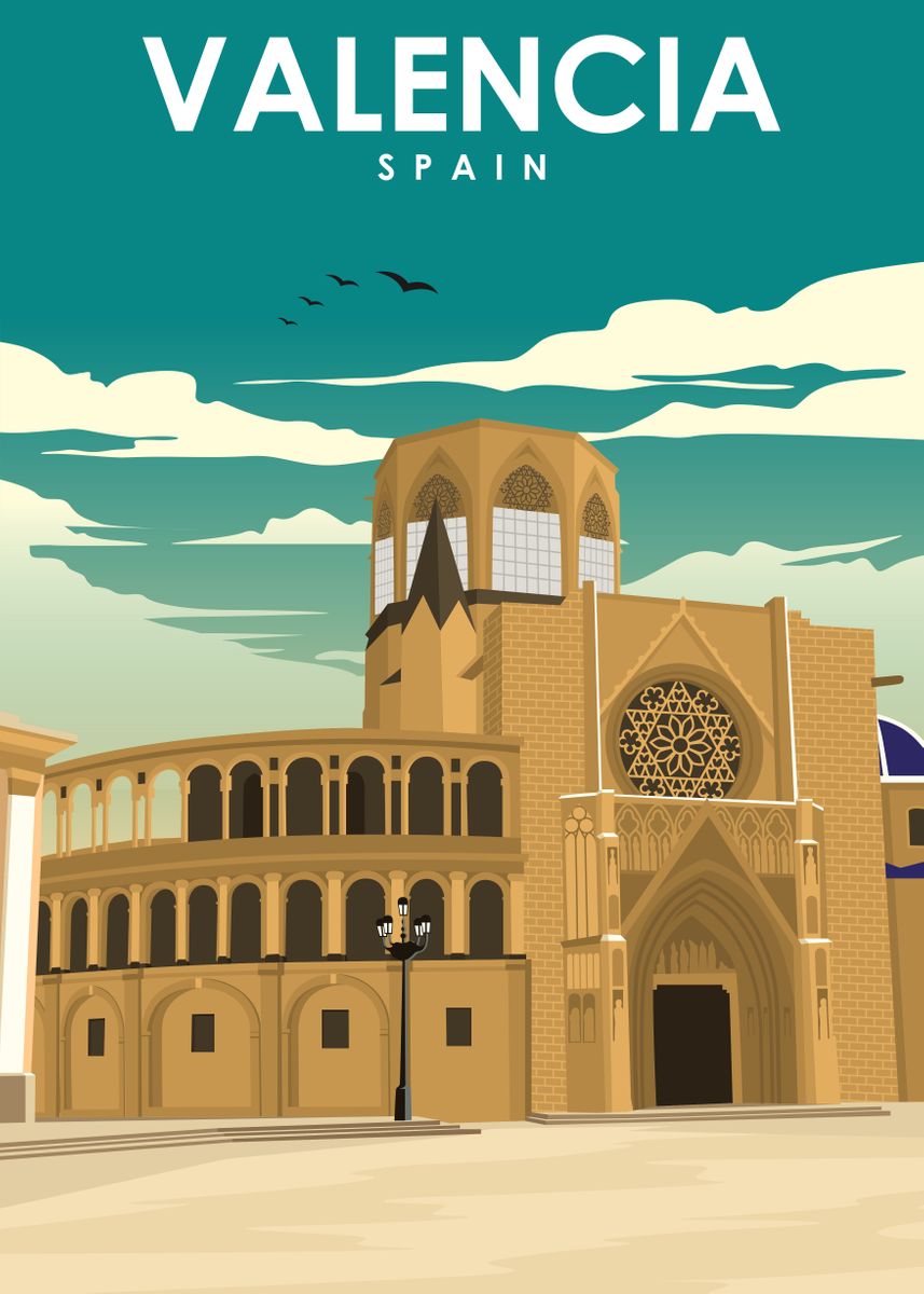 'Valencia Spain Travel Art' Poster, picture, metal print, paint by Jorn