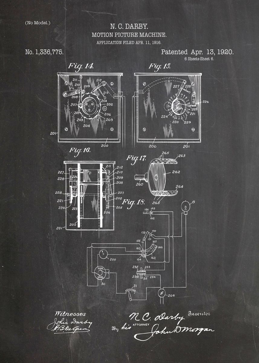 'motion picture machine' Poster, picture, metal print, paint by ...