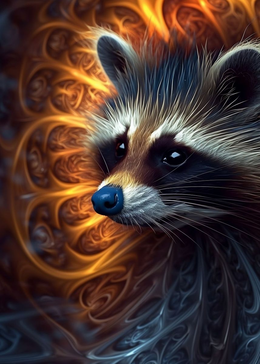Abstract Racoon 'Abstract Racoon' Poster, picture, metal print, paint by Ambient ...
