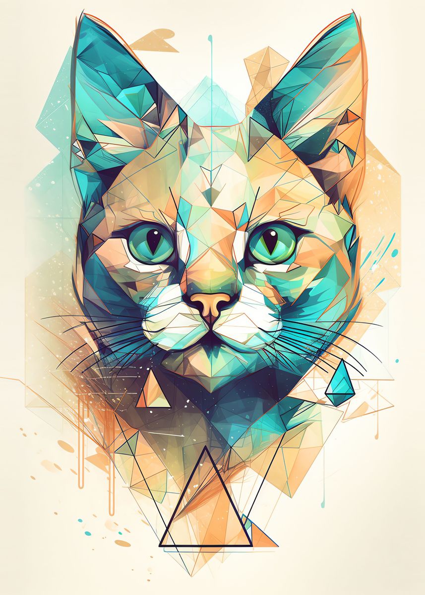 'Geometric Cat' Poster by Art Concept Displate