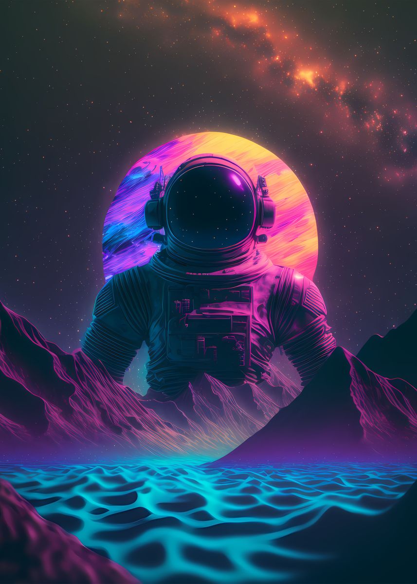 PC WALLPAPER 4K - SYNTHWAVE ASTRONAUT - AESTHETIC STYLE