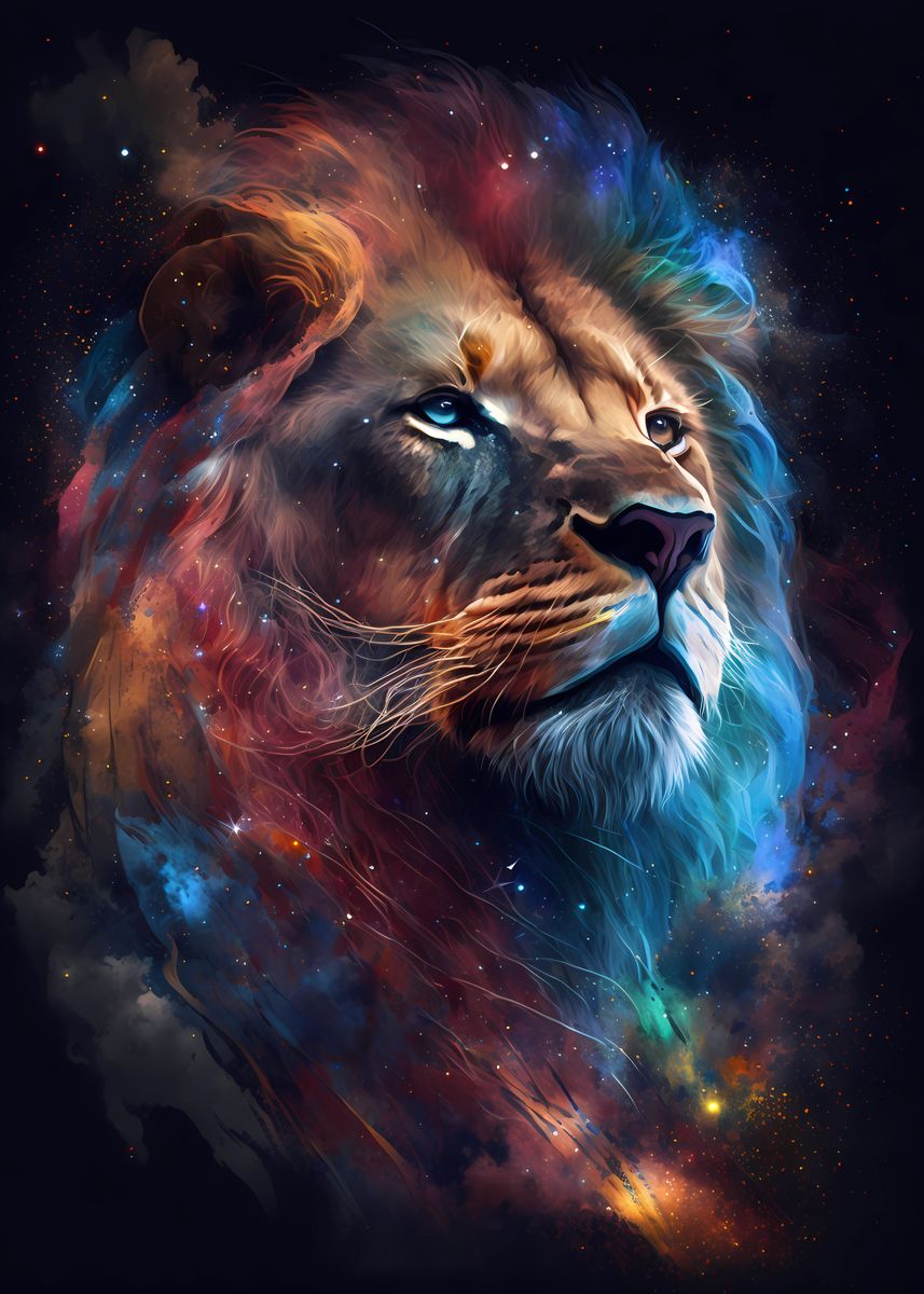 'Cosmic Space Lion' Poster, picture, metal print, paint by Epsilite ...