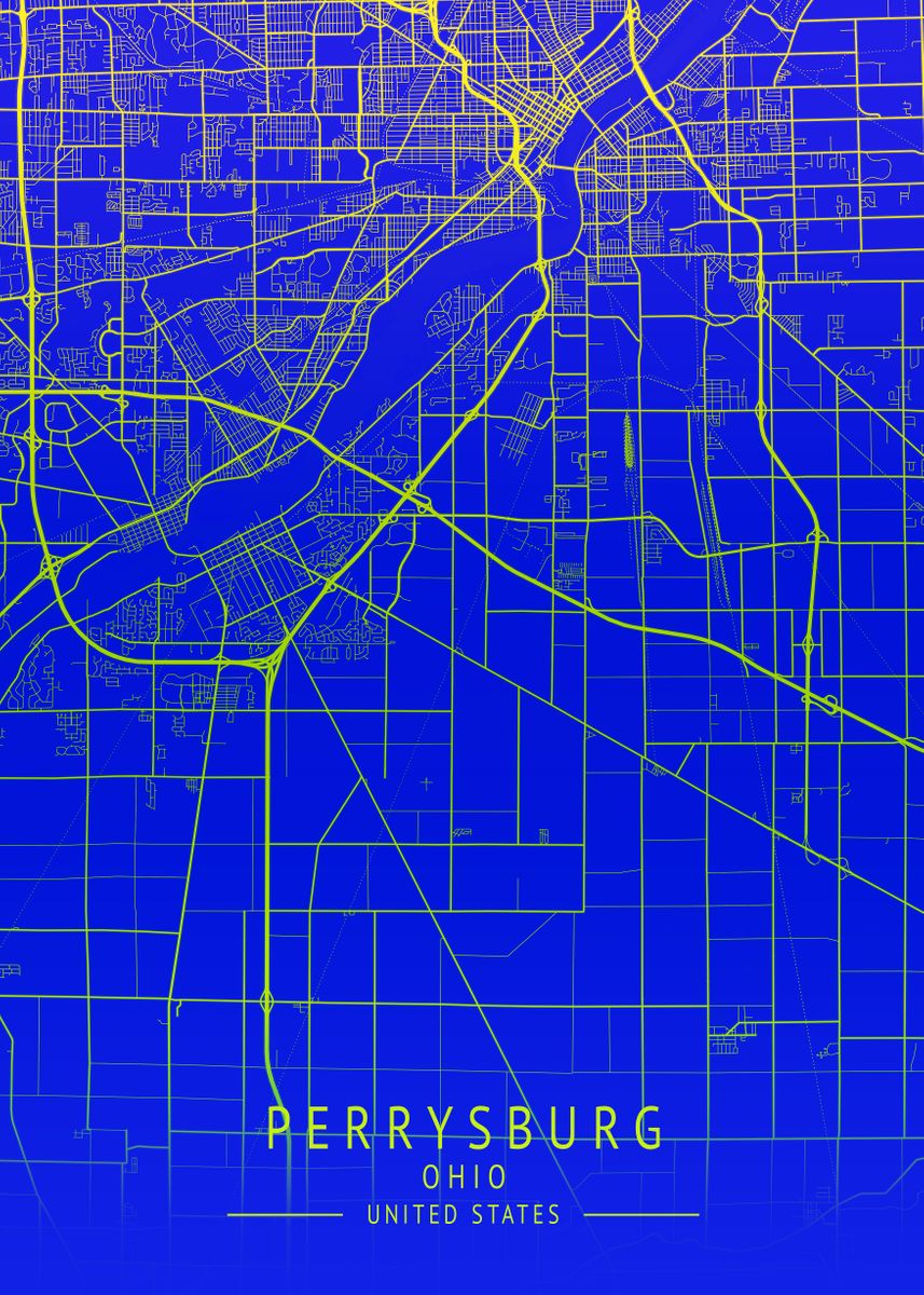 'Perrysburg USA City Map' Poster, picture, metal print, paint by Gigi