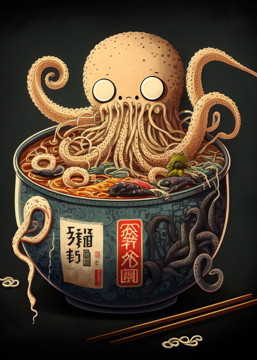 'Octopus Ramen' Poster by Zaydan Mcintosh | Displate