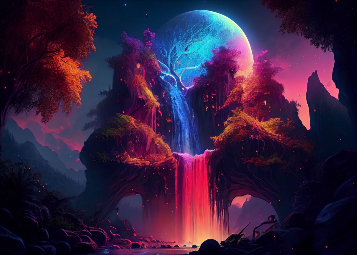 'Magical waterfall' Poster by Below Horizon | Displate