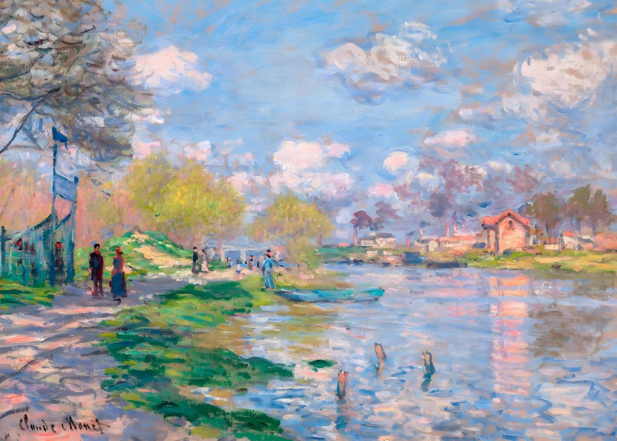 'Spring by the Seine 1875 ' Poster by Vintage Painting | Displate