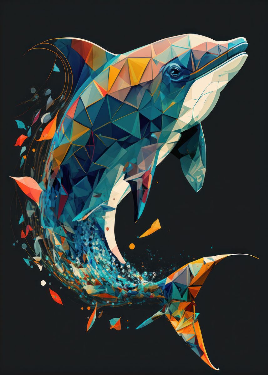 'Abstract Geometric Dolphin' Poster by Usama Design | Displate