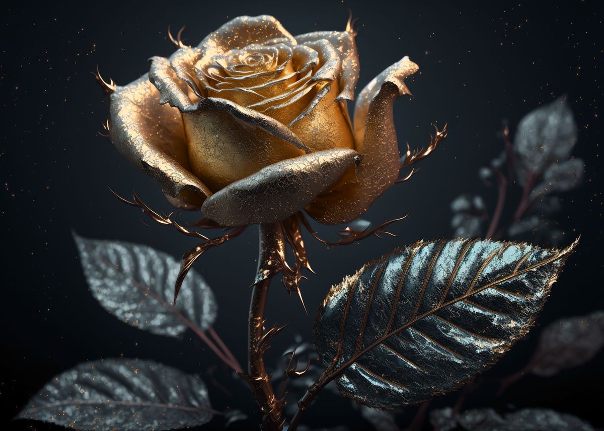 'Abstract golden rose' Poster by Jiri Hodecek | Displate