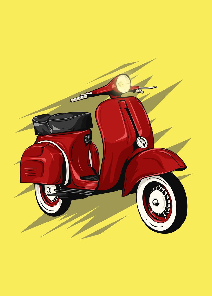 'Red Vespa' Poster, picture, metal print, paint by Zhidane Al dhaer ...