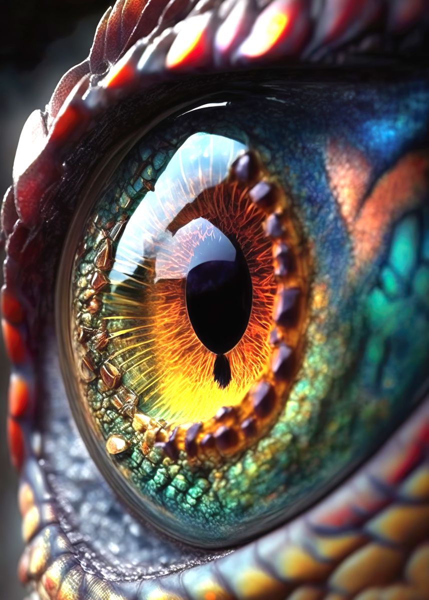 'Colorful Dragon Eye' Poster, picture, metal print, paint by ...