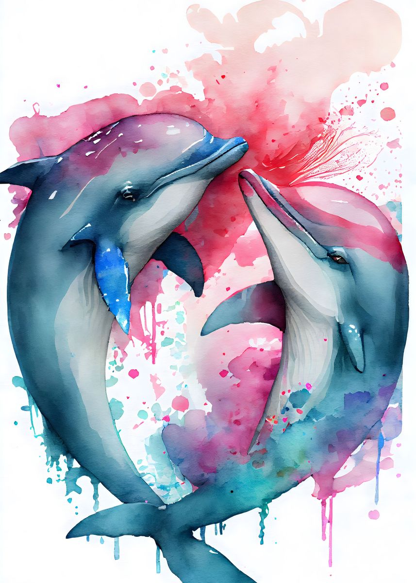 'Dolphin Couple Love Story' Poster by Ali | Displate